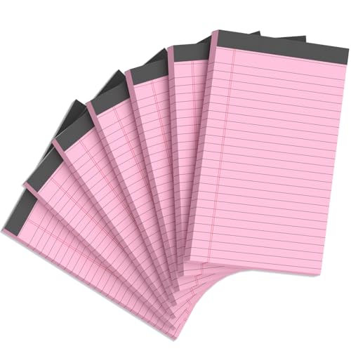 7pcs Small Note Pads 5x8 Legal Pads Pink Notepad 5x8 College Ruled Pink - color: Pink-7P