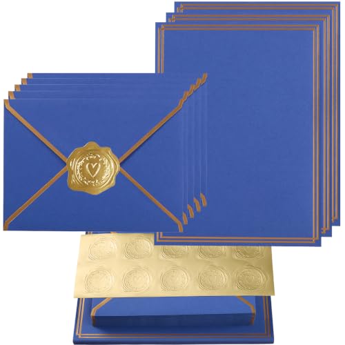 50 Pack Stationery Set with Envelopes, Blue, 6x8 Inches - color: Blue, size: 6x8 Inches