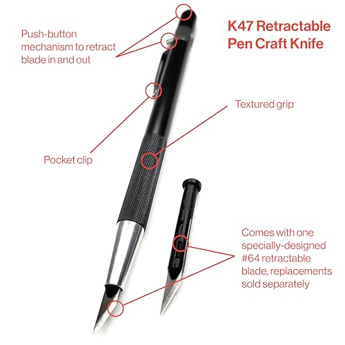 Excel Blades K47 2-Pack Retractable Pen Knives, #65 Blades, Aluminum Handle