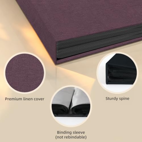 Popotop Photo Album 4x6 48 Pockets for Wedding Gifts,Linen Hardcover Picture Albums for Family Anniversary Baby Vacation Pictures - color: Purple, size: 48 Pockets
