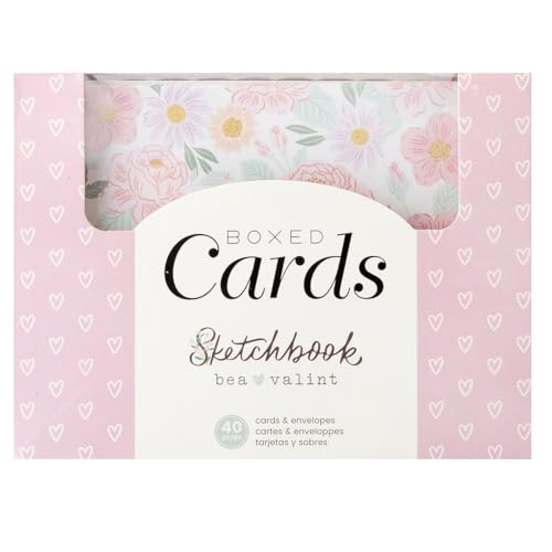 Bea Valint Blank Greeting Cards and Envelopes, 40pk - A2 Envelopes with Assorted Cards for All Occasions and Thank You Notes - 10 Unique Two-Sided Designs, Sketchbook - color: Sketchbook