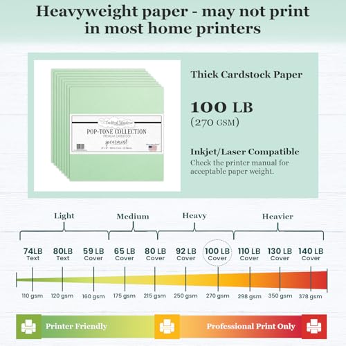 Cardstock Warehouse Pop-Tone Spearmint Green Cardstock Paper – 25 Sheets, 12 x 12" - 100 lb / 270 GSM Premium Green Card Stock for Die-cutting, Crafts, Scrapbooking, Card Making and DIY Projects - color: Spearmint Green