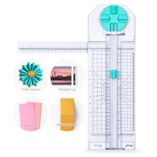 Ecraft 4-in-1 Paper Trimmer: 12" Craft Paper Cutter with Straight, Wavy, Dotted, Perforated & Creasing,Perfect for Cutting Cardstock, Coupons, Labels, Photos, Ideal Multi-Function Scrapbooking Tool
