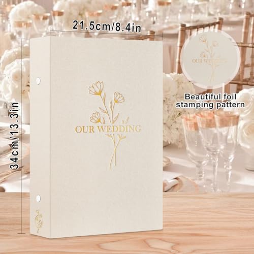 Lanpn Wedding Photo Album 4x6 300 Pocket Photos Slip in, Linen Cover Large Capacity Newlywed Marriage Album Hold 300 Horizontal Photos (Flower, Beige) - color: OUR WEDDING - Beige, size: 4x6"/300 Photos