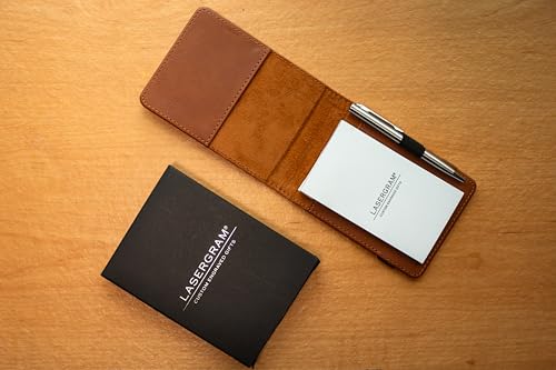 LaserGram Mini Padfolio with Notepad and Pen, Music Staff, Personalized Engraving Included (Dark Brown) - color: Dark Brown