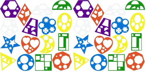16 Pieces Stencils for Kids Geometric Shapes Children Simple Painting Stencils Colorful Drawing Templates Art Painting for Toddlers Preschooler DIY Craft(5.9 x 5.9 Inches,Elegant Style) (Pack of 2) - color: Elegant Style, size: 5.9 x 5.9 Inches (Pack of 2