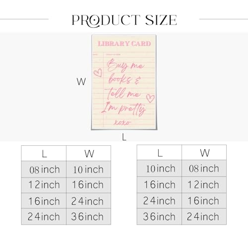 WLZWD Trendy Pink Library Card Canvas Wall Art Buy Me Books And Tell Me IM Pretty Poster Girly Bookish Reading Quote Reading Nook Library Art Decor For Book Lover Decor Unframed8x10inch - color: style-3-Unframed, size: 10"L x 8"W