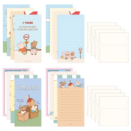 Monolike Happy and Lucky Littles Series.2 Mini Letter Paper and Envelopes Set - 8Type, 32 Letter Paper + 16 Envelopes… - color: Happy and Lucky Littles Series.2