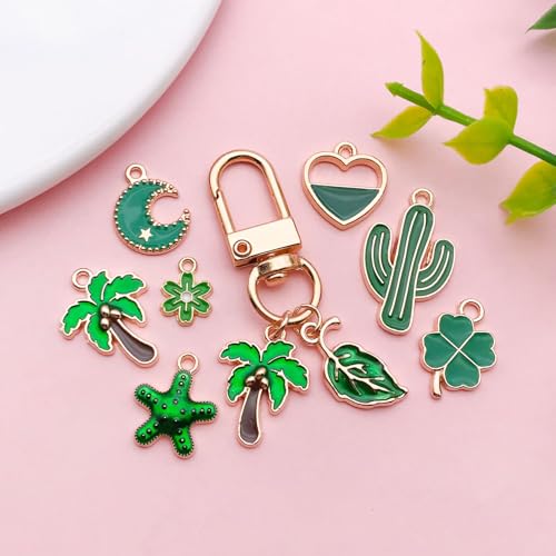 Youdiyla 40pcs Enamel Charms Alloy Metal Charms for Jewelry Making Necklace Bracelet Earring DIY Accessories - color: Green