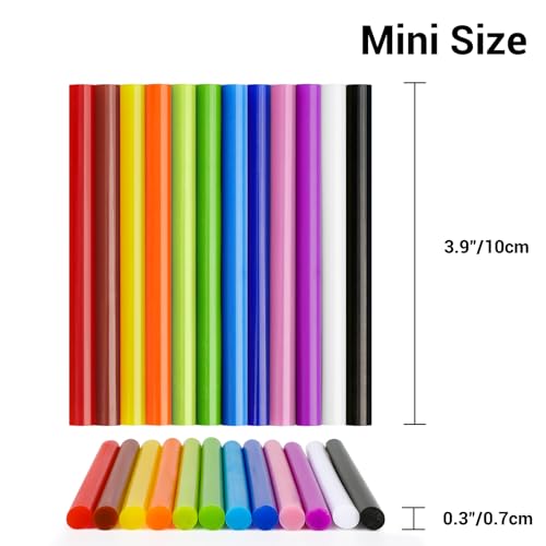 120 Pack Colored Hot Glue Sticks, Mini Hot Glue Sticks Bulk, 4"x 0.27" 12 Colors for Christmas Cards, Wax Seal Stamp, Decoration, Handmade Arts and Crafts DIY, Car Dent Repair - color: Multi-Color, size: 0.27x4 inch/120 Pack