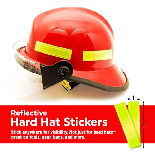 SmartSign Yellow Retro Reflective Hard Hat Stickers - 1" x 4", Pack of 16, Durable Helmet Stickers for Construction & Safety, High Visibility Helmet Strips, Fire Helmet Decals, Strong Adhesive - color: Yellow