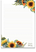 JW Letter Writing A4 Pad Stationery Paper Lined Gift Notepad Writing Sheets (Big Sunflowers) - color: Big Sunflowers