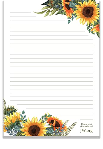 JW Letter Writing A4 Pad Stationery Paper Lined Gift Notepad Writing Sheets (Big Sunflowers) - color: Big Sunflowers