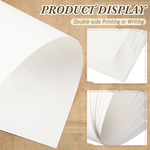 Epakh 100 Pcs Old Age Parchment Paper 8.5 x 11 Inch Standard Letter Vintage Colored Old Parchment Semblance Double Side Printing Paper (White) - color: White