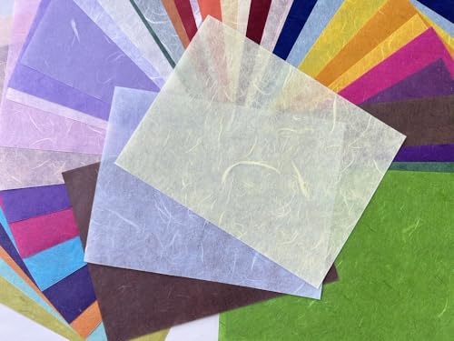 A5 50 Sheets Natural Fiber Mulberry Tree Mulberry Paper Sheets Art Tissue Washi Paper Design Craft Art Origami Suppliers Card Making 8.3" x 5.8". (Mixed 50 Color, A5) - color: Mixed 50 Color, size: A5
