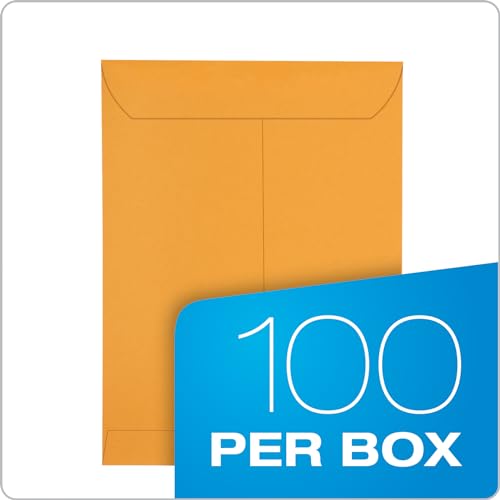 Columbian 9 x 12 Catalog Envelopes with Self Seal Closure, 28 lb Brown Kraft, for Mailing Flat Letter Size Documents or Photos, 100 Per Box (COLO341) - size: Large