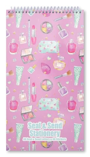 iscream Fold and Send Girls Stationery Card Pad with Seals - Makeup Counter - color: Makeup Counter
