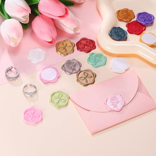 PATIKIL 50Pcs Bow Wax Seal Stickers, Butterfly Knot Embossed Self Adhesive Backed Envelopes Seal Sticker Accessories for Wedding Invitation Letter Birthday Party Gift, Purple - color: Purple