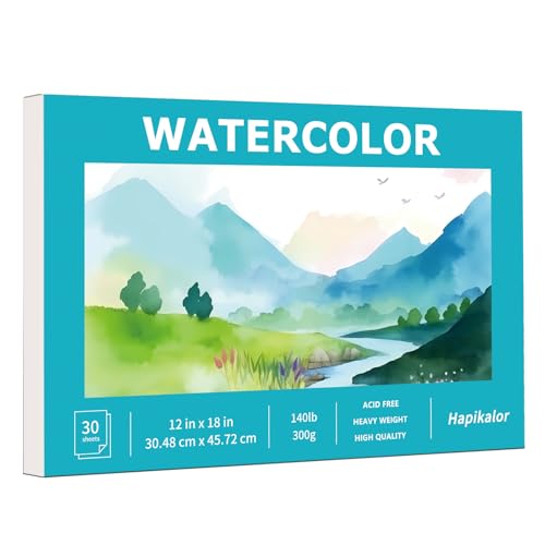 Hapikalor Watercolor Paper, 12"x18" Water Color Paper, 140lb/300gsm Teal - color: Teal, size: 12"x18" Pad