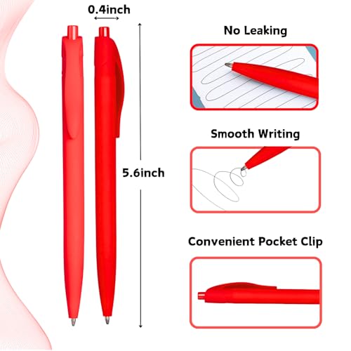 BallPoint Pens, 100 Pack (BLACK Ink),Bulk Pens, Red Barrel,Click Pens for Office Home and School, Retractable Ballpoint Pens, Medium Point, 1.00MM (Red) - color: Red