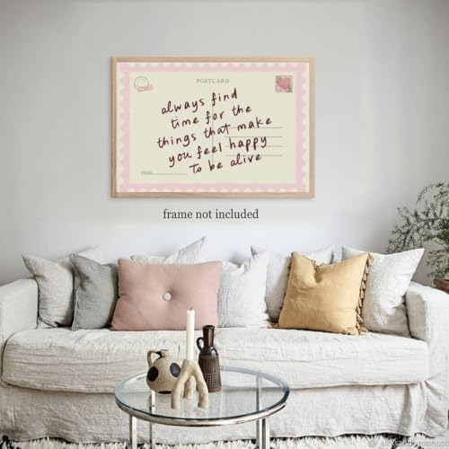 Vintage Pink Inspirational Postcards Wall Art Always Find Time For The Things Positive Affirmations Quote Poster Trendy Preppy Painting Aesthetic Gift For Her Girls Bedroom Decor Unframed8x10inch - color: style-1-Unframed, size: 10"L x 8"W