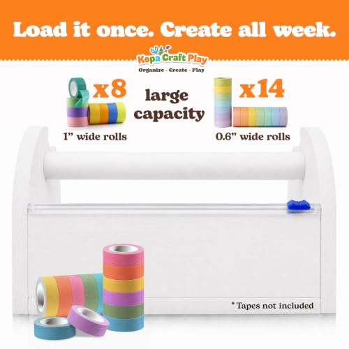 Kopa Craft Play Bamboo Kids Tape Dispenser & Washi Tape Organizer - White - color: White