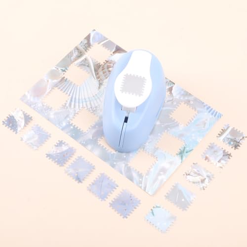 0.8 Inch Postage Stamp Square Paper Punch, Stamp Puncher for Crafts | Easy-press stamp cutter makes crisp cutouts in paper and cardstock for scrapbooking, card making, journaling and gift tags. - style: Blue Crafts Scrapbooking