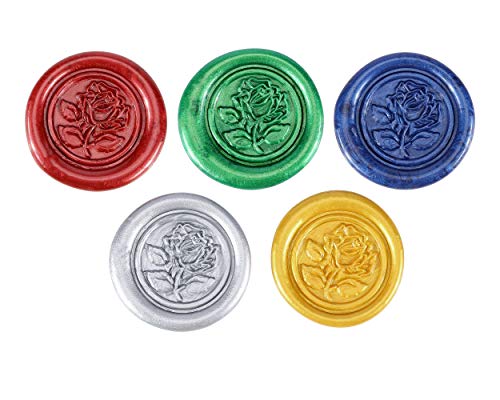 Yoption 5Pcs Christmas Sealing Wax Sticks with Wicks for Wax Seal Stamp | Embossed Pattern Wax Sticks for Wedding Invitation, Christmas Card, Envelope, Snail Mail, Wine Package, Gift Wrapping - color: 5 Colors 3