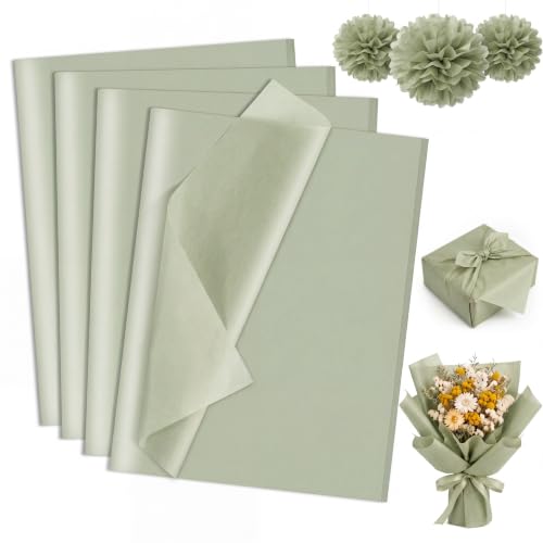 woric 160 Sheets Sage Green Tissue Paper for Gift Bags 20 X 14 Inches | Wrapping Tissue Paper Bulk for DIY Crafts Gift Packaging Weddings Bridal Shower Baby Shower Back To School Decorations - color: Sage Green