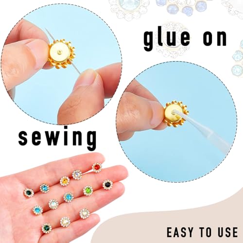 500Pcs Flower Rhinestones, Crystal Bedazzling (8mm - Gold Tone) - color: 8mm - Gold