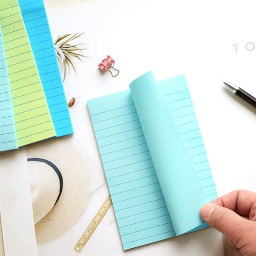 HQCME 9 Pack Lined Sticky Notes with Lines 4X6 in, Aquatic Themed Colors - color: Light Blue, Blue, Light Green