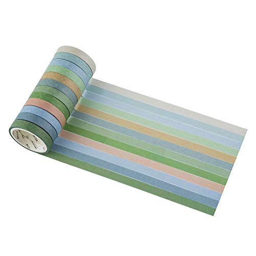 YUBBAEX 12 Rolls Washi Tape Set Natural Color Decorative Tapes for Arts, DIY Crafts, Journals, Planners, Scrapbook, Wrapping Wide -Salty Morandi- (Salty, 8mm x 12Rolls) - color: Salty, size: 8mm x 12Rolls