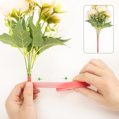 Max Shape 12 Rolls 1/2 Inch 30 Yard Floral Tapes for Bouquet Stem Wrapping, Green Floral Tape for Floral Arranging Craft Projects Corsages, Wedding Bouquet (Pink) - color: Pink