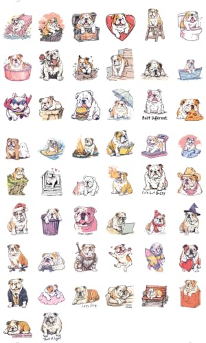 100 PCS Bulldog Stickers Pack – Waterproof Vinyl Decals for Water Bottles, Laptops, Phones, Notebook, Cars – Cool Vibrant Graphics for Bulldog Enthusiast - color: Bulldog
