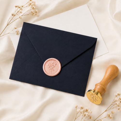Lily Wax Seal Stamp, Floral Botanical Theme Brass Stamp with Wooden Handle - color: Lily