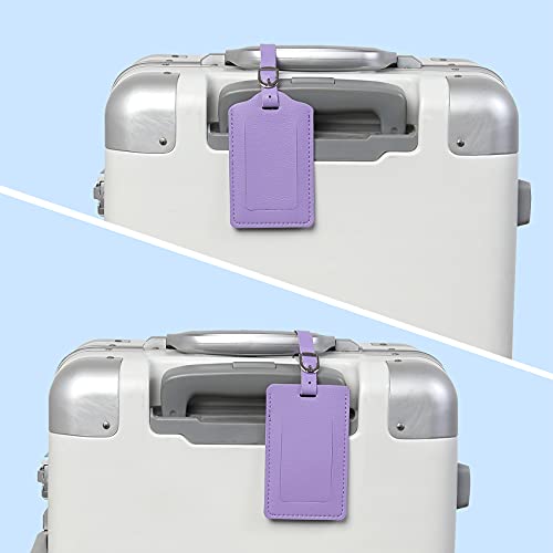 Vigorport Luggage Tags, Leather Personalized Suitcase Tag Set of 4 Pack - color: Purple