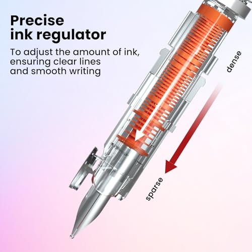 WRITECH Fountain Pen Fine Nib: Retractable Black Ink Pens Set Includes 5 Ink Cartridges Smooth Writing for Calligraphy Sketching Journaling Gift (Purple) - color: Purple Pen