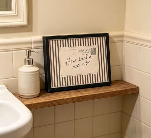 Framed How Lucky Are We Postcard Wall Art, Vintage Brown Stripe Canvas Print, Romantic Farmhouse Decor for Living Room Bedroom Nursery Guest Room - color: Floral-10, size: 10"L x 8"W