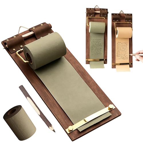 Vintage Hanging Clipboard Memo Board with TeaGreen Kraft Paper Roll