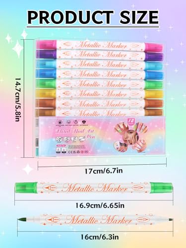 12 Color Double-Ended Nail Art Pens Set, EBANKU 3D Nail Polish Pens Quick Drying Acrylic Paint Nail Art Markers Drawing Painting Liner Nail DIY for Christmas Party - color: Double Tips（A)