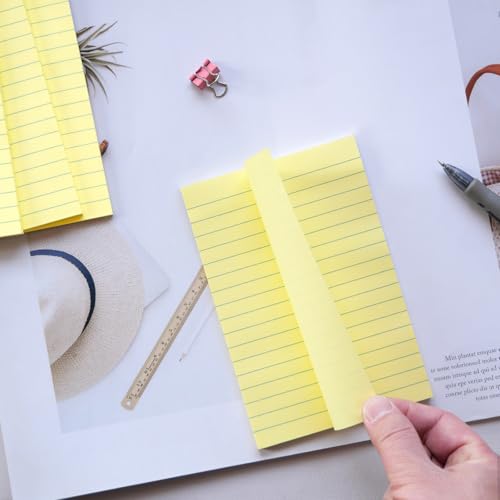 HQCME 9 Pads Lined Sticky Notes 4x6 in,Yellow Large Notepads with Lines - color: Yellow