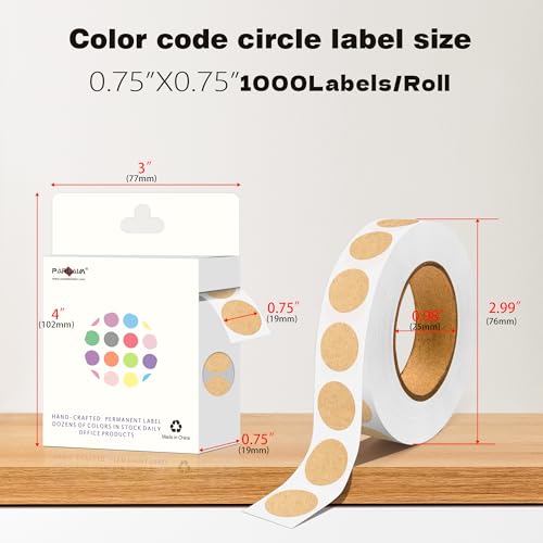 Kraft Paper 0.75 inch Round Color Coding Circle Dots Labels in Box 1000pcs - color: Kraft Paper, size: 1 Roll-1000PCS
