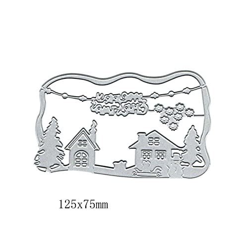 1 Pcs Christmas Snow Scene Embossing Metal Cutting Die Cuts, Merry Christmas Metal Cutting Dies, DIY Scrapbooking Artist Cutting Dies Stencils for Album Decorative Paper Craft Dies for Card Making - color: 1 Pcs Christmas Snow Scene