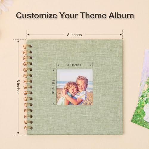 Scrapbook Photo Album Linen Cover 8x8 Inches 40 Pages GrassGreen | Hardcover Kraft Scrap Book Memory Book DIY Scrapbook Albums for Wedding Baby Boyfriend Travel Anniversary Family - color: GrassGreen, size: 8"x8" 40 Pages