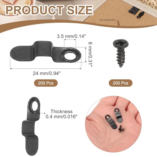 uxcell 200pcs Picture Frame Backing Clips, 0.94" Photo Frame Turn Buttons Fasteners Hardware Corner Clip with 200pcs Screw for Hanging Pictures Craft Drawings, Bow Shaped Black - color: Black, size: 0.94"