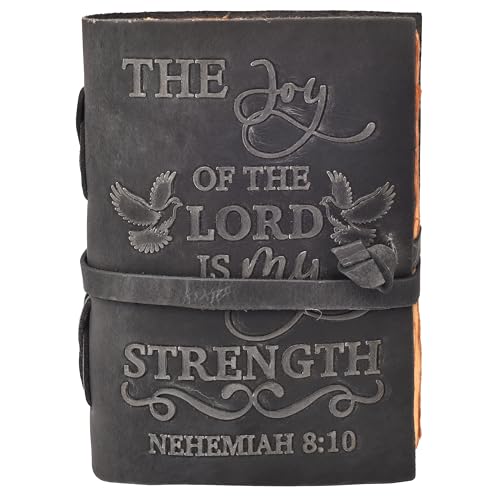 LEATHER VILLAGE Leather Bible Journal Joy Verse, Slate Grey 7x5. - color: Grey