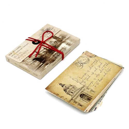CVHOMEDECO. Vintage Retro Postcards Set Antique Old Greeting Cards Note Message Cardstock Paper Bookmarks for Worth Collecting, Set of 30 PCS