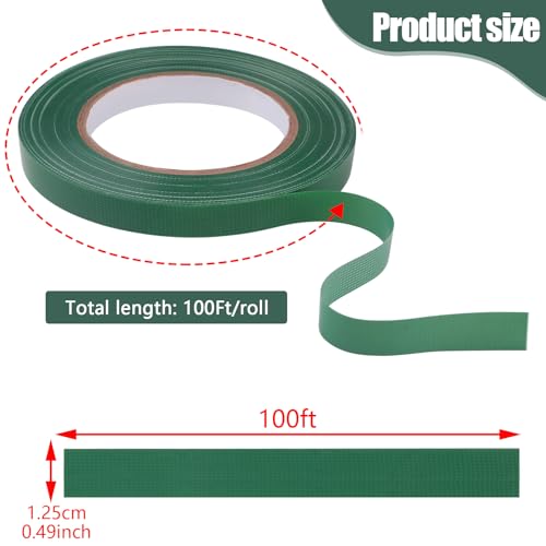 Prudiut 3 Rolls Green Floral Tape 1/2 Inch Waterproof Florist Tape - size: 3 rolls/0.5in