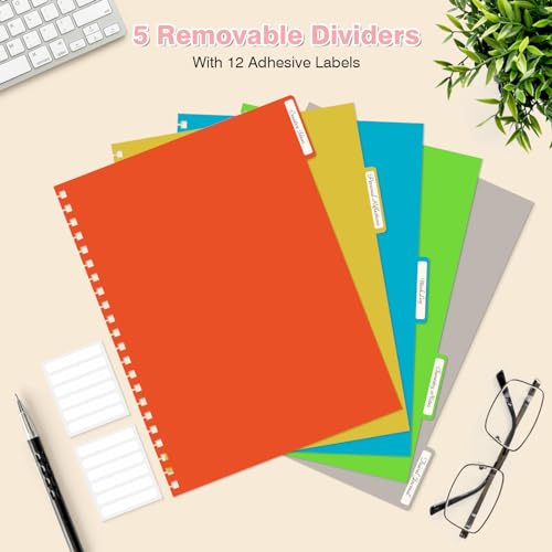 Graph Paper Notebook 8.5" X 11": 5 Subject Graphing Notebook with Dividers - color: Pink