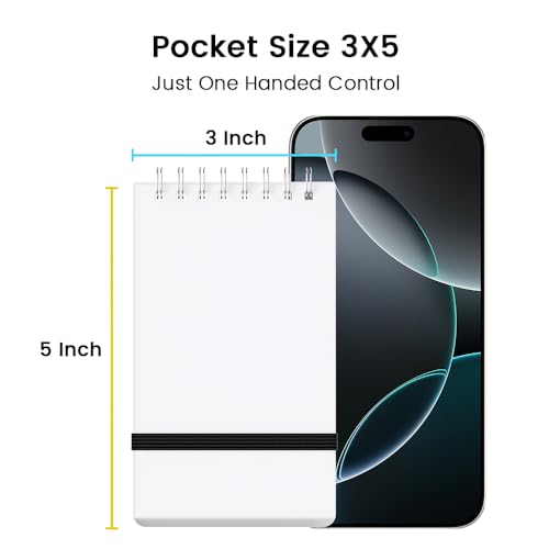 BEYONG Pocket Notebook, Small Mini Spiral Notepad 3x5 | Flex Fit. Quick Notes. - color: White